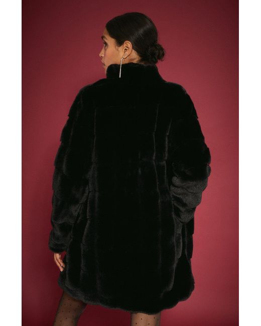 Dorothy Perkins Red Longline Zip Through Faux Fur Coat