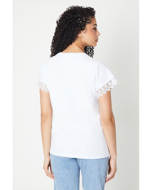 Dorothy Perkins White Tall Lace Trim Detail T-shirt
