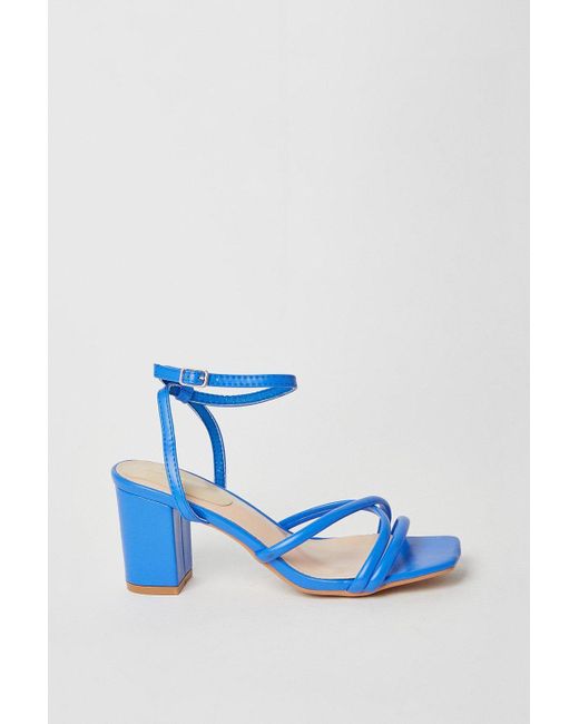 Dorothy Perkins Blue Salou Spaghetti Strap High Block Heeled Sandals