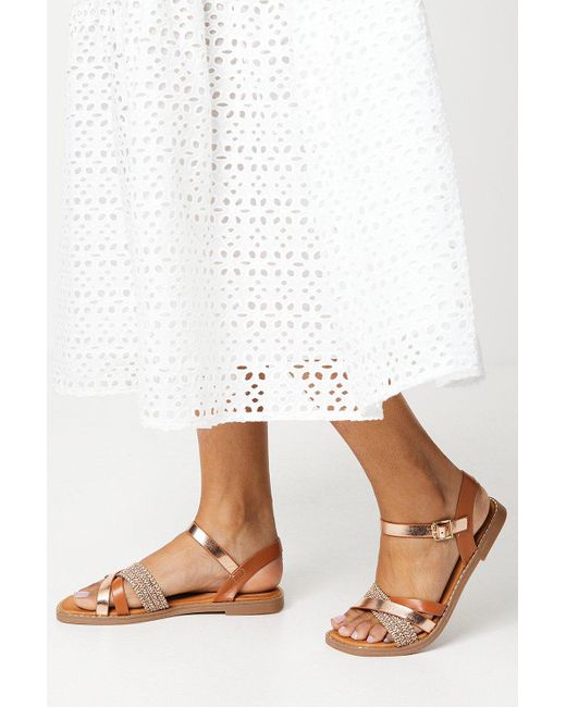 Dorothy Perkins White Good For The Sole: Melanie Comfort Mixed Material Strappy Sandals