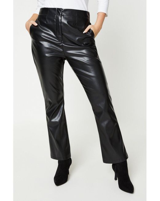 Dorothy Perkins Black Petite Faux Leather Bootcut Trouser