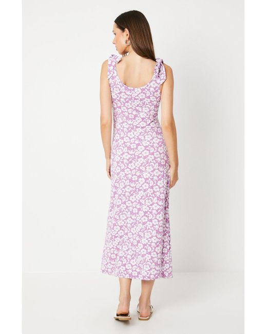 Dorothy Perkins Pink Floral Tie Shoulder Midi Dress
