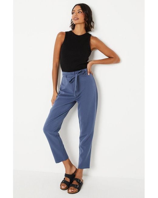 Dorothy Perkins Blue Belted Waist Tapered Trouser