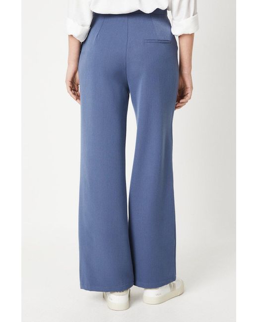 Dorothy Perkins Blue Double Button Waistband Trousers