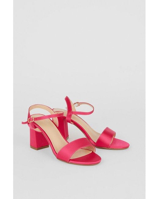 Dorothy Perkins Pink Extra Wide Fit Swirl Satin Block Heel Sandals