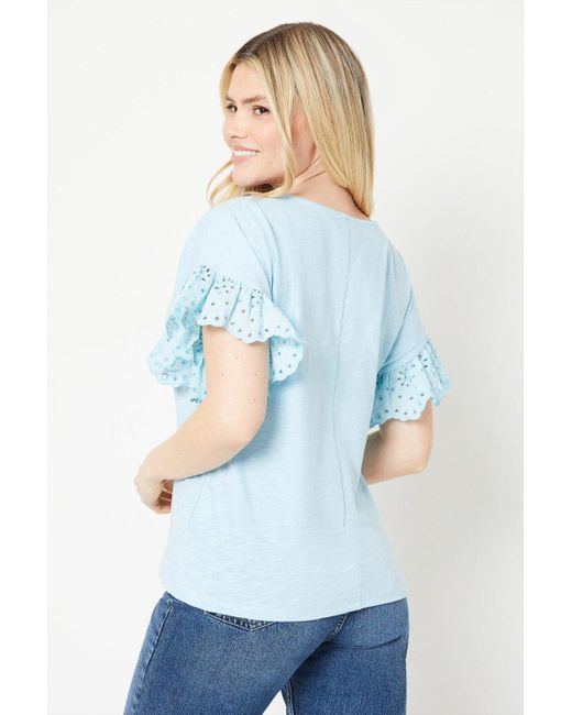 Dorothy Perkins Blue Woven Frill Detail Slouchy Top