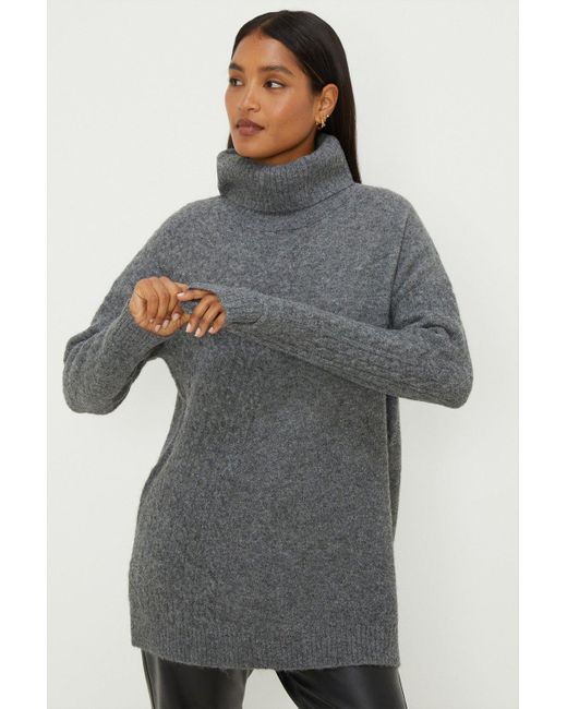 Dorothy Perkins Gray Longline Angle Cable Jumper