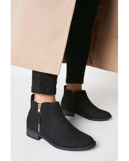 Dorothy Perkins Wide Fit Madrid Zip Up Ankle Boots in Black | Lyst UK