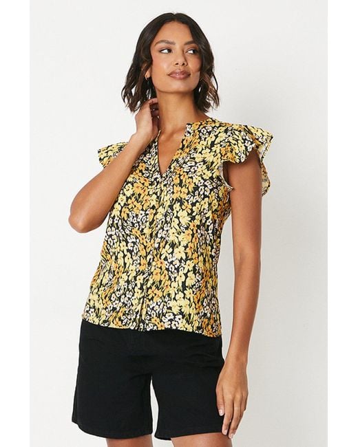 Dorothy Perkins Multicolor Button Front Ruffle Shell Top