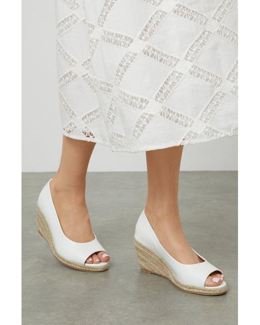 Dorothy Perkins White Good For The Sole: Wide Fit Heather Peep Toe Wedges