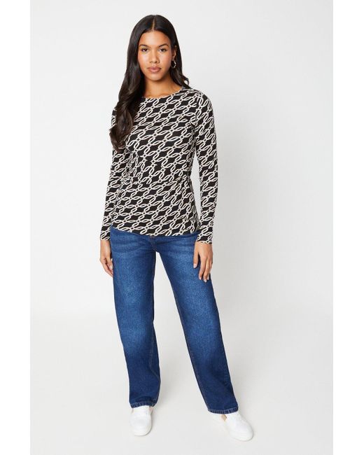 Dorothy Perkins Blue Tall Side Knot Detail Long Sleeve Top