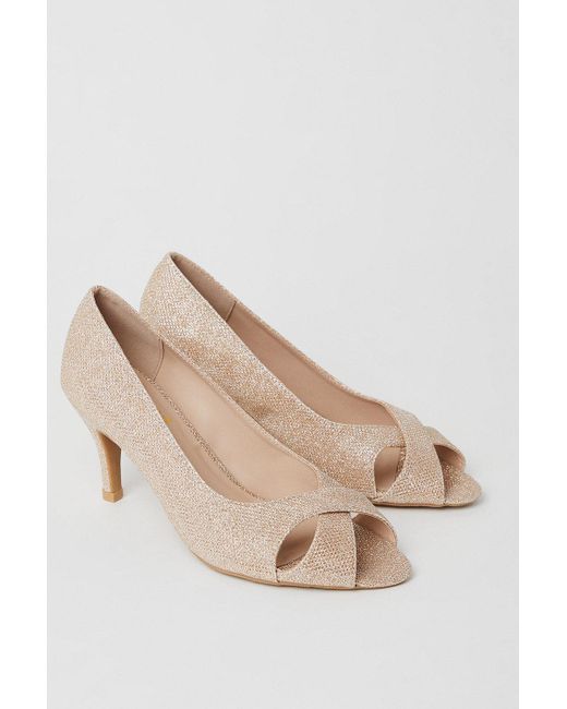 Dorothy Perkins Natural Good For The Sole: Wide Fit Honey Peep Toe Court Shoes