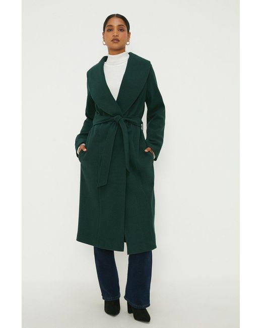 Dorothy Perkins Green Longline Wrap Coat