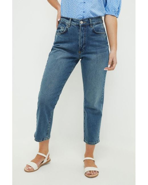 Dorothy Perkins Blue Petite Comfort Stretch Cropped Straight Jeans