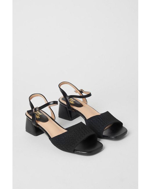 Dorothy Perkins Black Good For The Sole: Estelle Fine Knitted Low Block Heeled Sandals