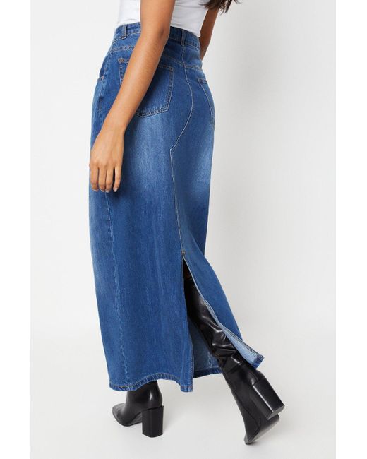Dorothy Perkins Blue Tall Seam Detail Maxi Denim Skirt