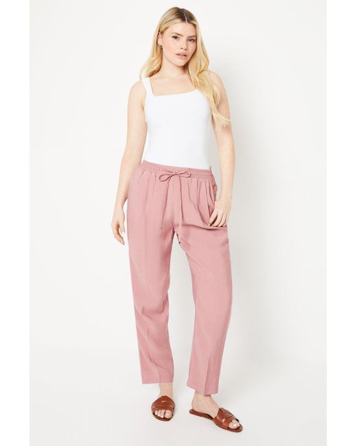 Dorothy Perkins Pink Pull On Tie Waist Tapered Trouser