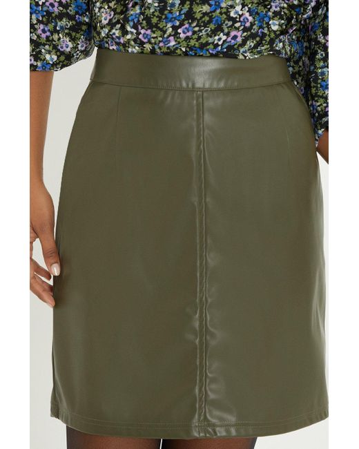 Dorothy Perkins Green Faux Leather Mini Skirt