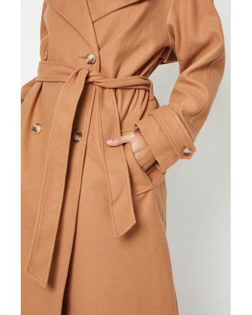 Dorothy Perkins Blue Belted Wool Look Trench Coat