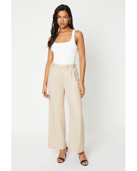 Dorothy Perkins Natural Linen Look Wide Leg Trousers
