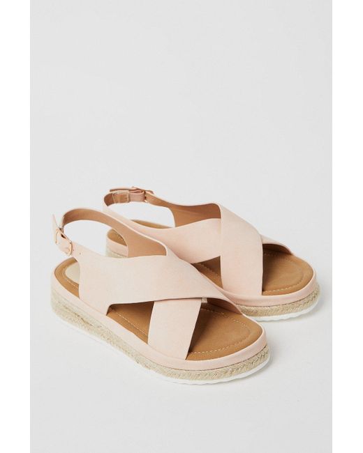 Dorothy Perkins Pink Good For The Sole: Maxine Comfort Low Wedge Cross Strap Sandals