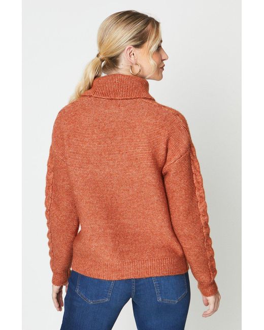 Dorothy Perkins Orange Cable Stitch Sleeve Knitted Jumper