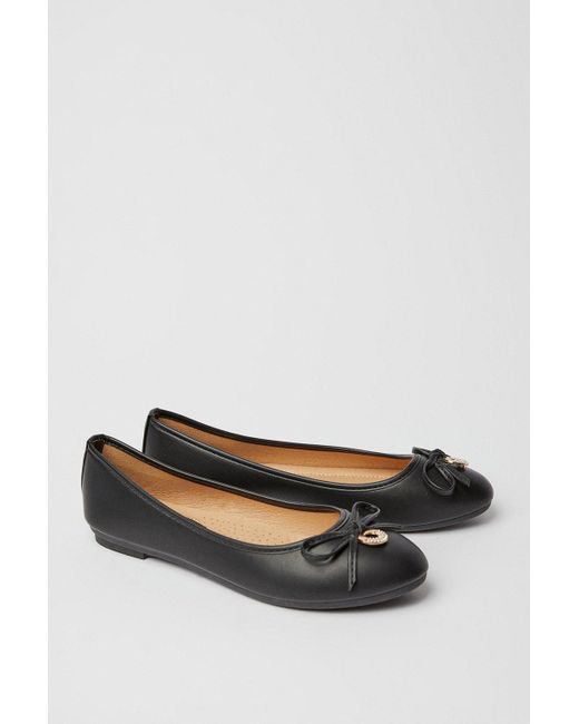 Dorothy Perkins Gray Good For The Sole: Tilda Comfort Metal Ring And Bow Ballet Flats