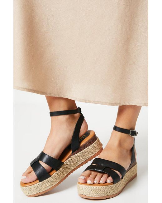 Dorothy Perkins Natural Ravni Comfort Cutout Medium Espadrille Covered Wedge Sandals