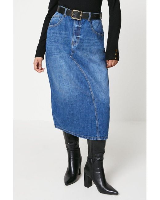 Dorothy Perkins Blue Petite Seam Detail Maxi Skirt