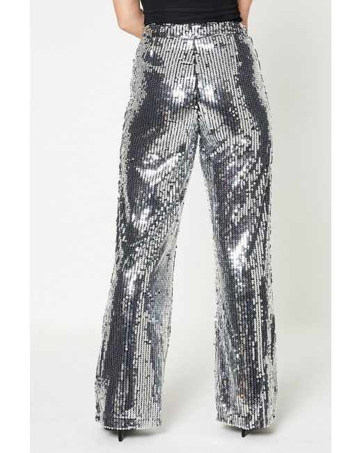 Dorothy Perkins Blue Sequin Wide Leg Trousers
