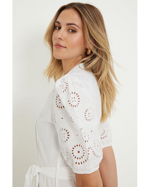 Dorothy Perkins Broderie Trim Midi Dress in White Lyst UK