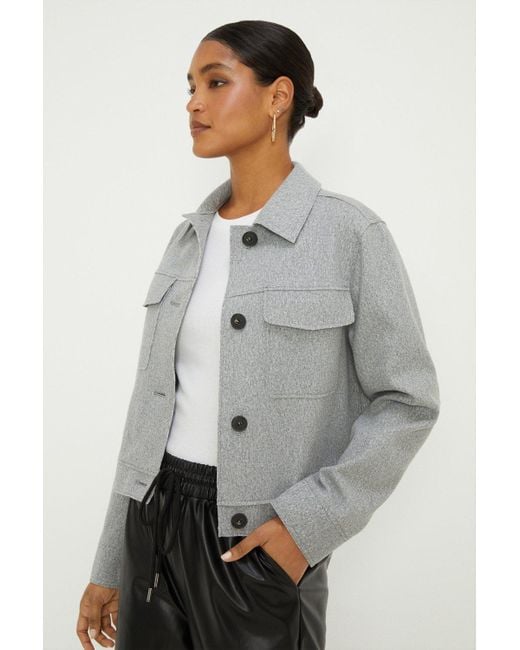 Dorothy Perkins Gray Wool Look Cropped Jacket
