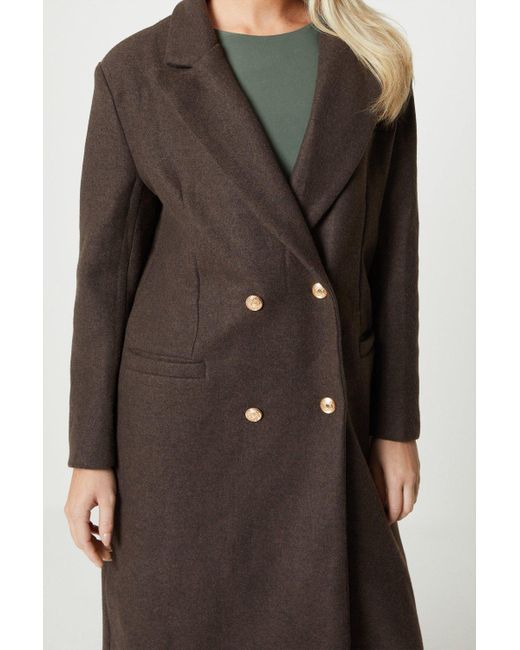 Dorothy Perkins Brown Longline Double Breasted Formal Coat