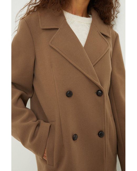 Dorothy Perkins Brown Tall Contrast Button Peacoat