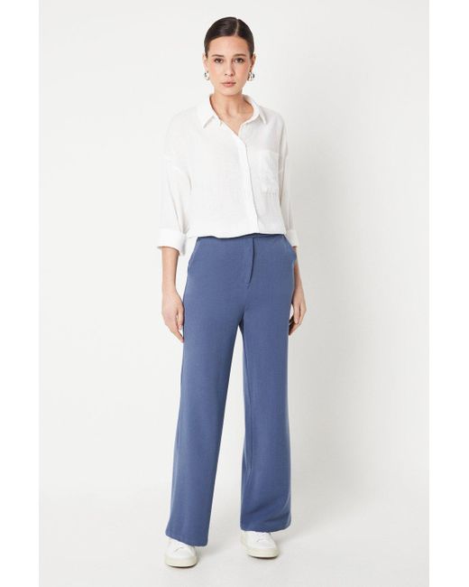 Dorothy Perkins Blue Double Button Waistband Trousers