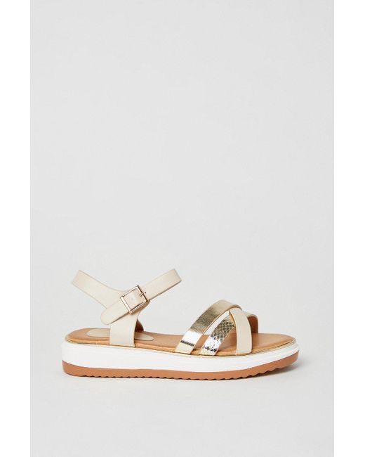 Dorothy Perkins Natural Good For The Sole: Roxie Multi Cross Strap Flatform Wedges