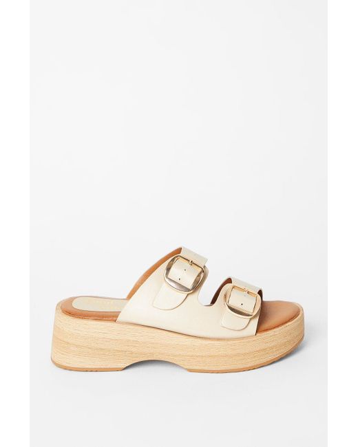 Dorothy Perkins Red Good For The Sole: Annabelle Double Buckle Wood Effect Wedge Sandals