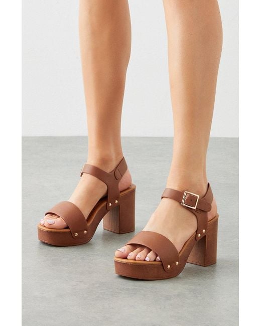 Dorothy Perkins Brown Thalia Wooden Platform Heels