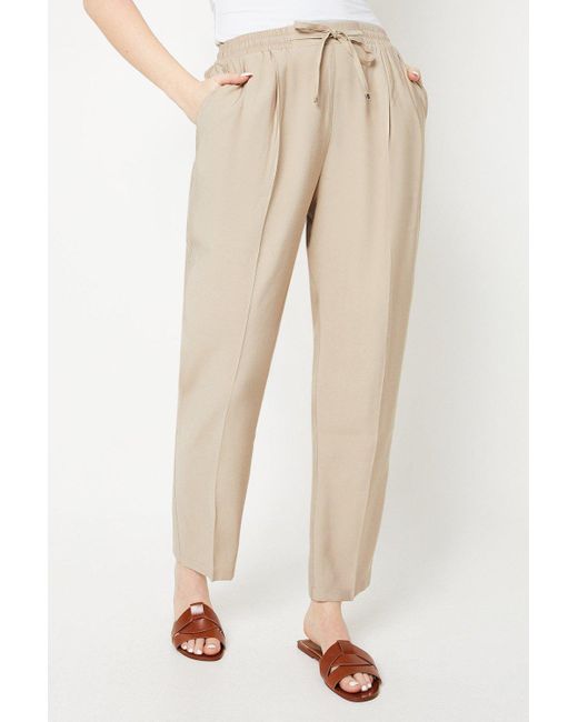 Dorothy Perkins Natural Pull On Tie Waist Tapered Trouser