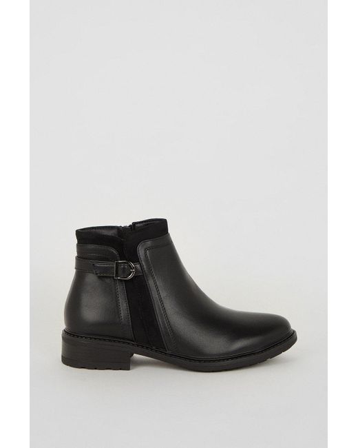 Dorothy Perkins Black Good For The Sole: Wide Fit Mia Mixed Material Ankle Boots