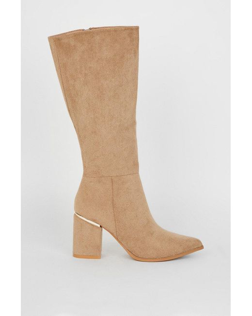 Dorothy Perkins Natural Kitty Pointed Toe Knee High Boots
