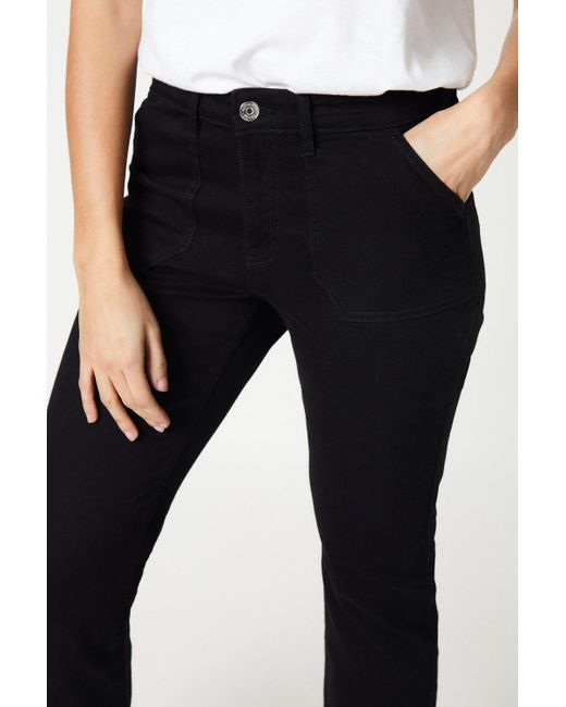 Dorothy Perkins Black Petite Pocket Detail Mid Rise Slim Leg Jeans