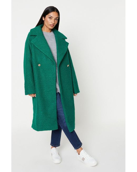 Dorothy Perkins Green Double Breasted Boucle Coat