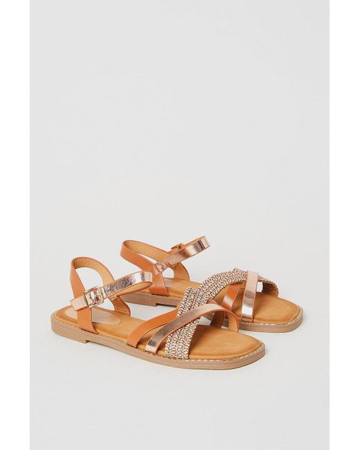 Dorothy Perkins White Good For The Sole: Melanie Comfort Mixed Material Strappy Sandals