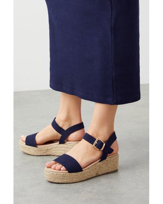 Dorothy Perkins Blue Wide Fit Ria Low Wedges