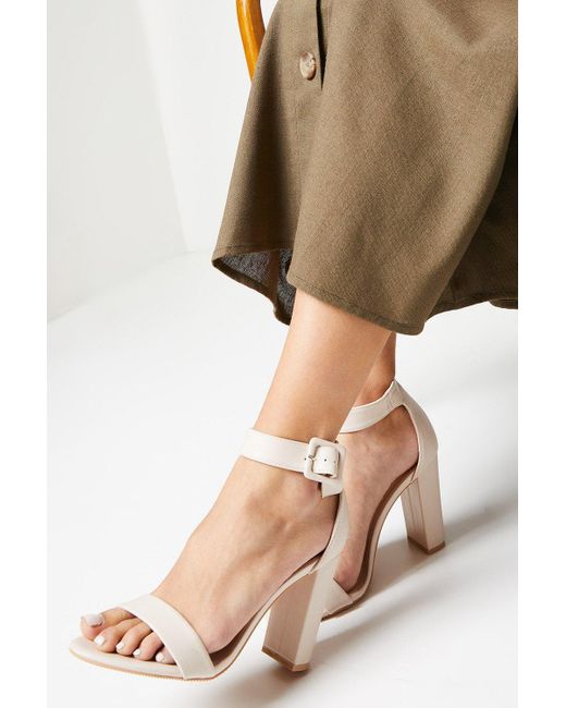 Dorothy Perkins Natural Faith: Camille Covered Buckle High Block Heeled Sandals