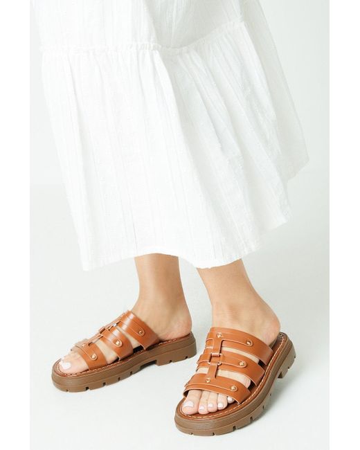 Dorothy Perkins White Faith: Medi Chunky Metal Detail Slider Sandals