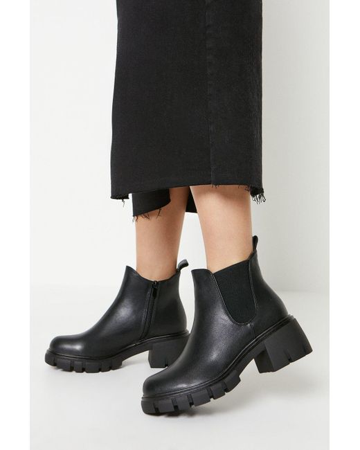 Dorothy Perkins Black Faith: Mala Chunky Cleated Heel Chelsea Boots