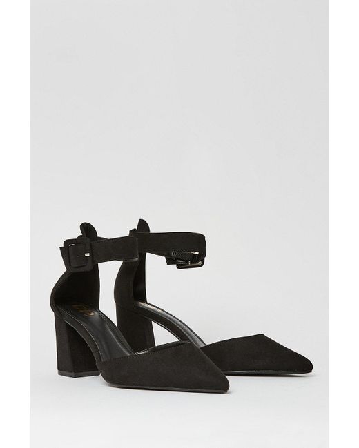 Dorothy Perkins Black Wide Fit Echo Buckle Detail Ankle Strap Pointed Court Shoes