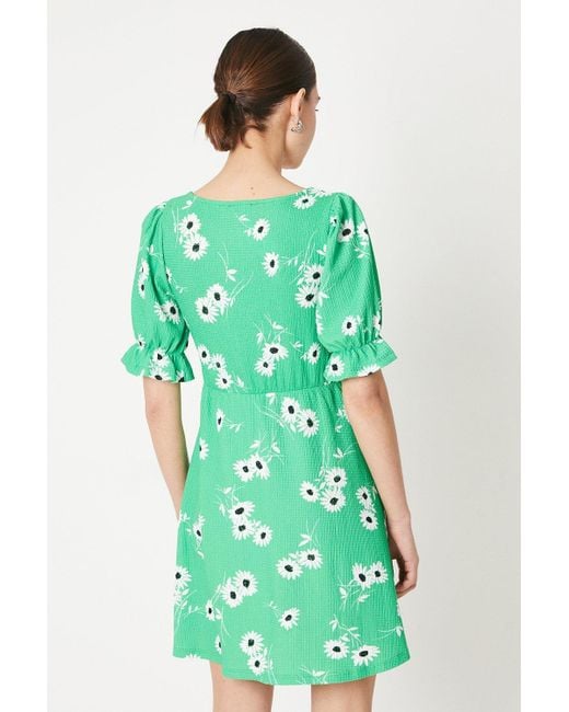 Dorothy Perkins Green Floral Tie Front Mini Dress